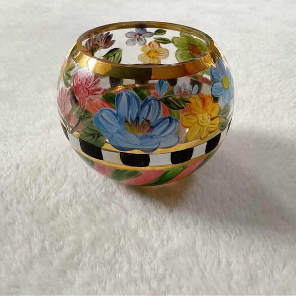 MacKenzie-Childs Hand-Painted Flower Market Glass Globe Vase/Candle Holder - Picture 2 of 14